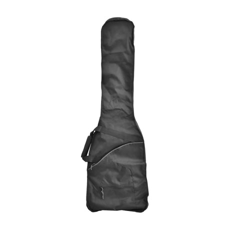 Chord GB-BU1 lightweight bass guitar gig bag in black water-resistant nylon with shoulder strap, carry handle and zipped front accessory pocket.