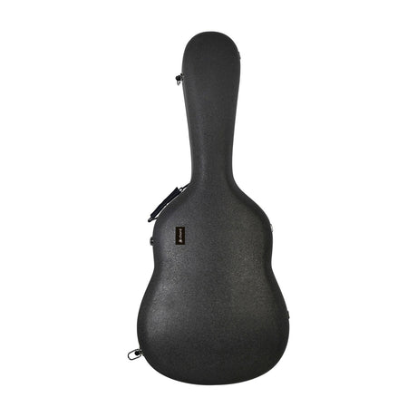 Chord EPP-WESTERN moulded hard guitar case in black textured plastic, guitar-shaped with side latches and carry handle, shown on a plain white background.