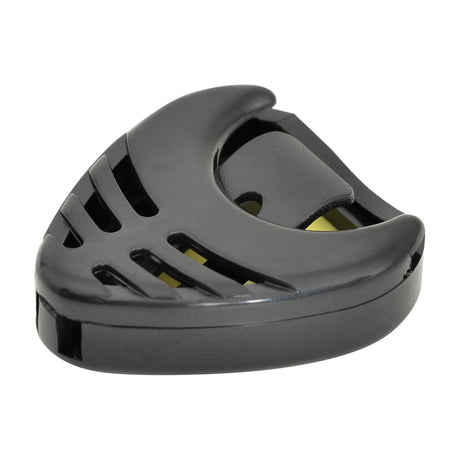 Chord PH-B self-adhesive pick holder in black plastic with ribbed slots and spring-loaded retainer, shown on a plain white background.