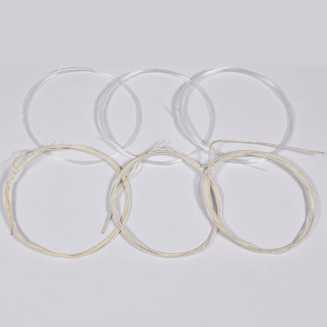 Chord CGS-HT classical guitar string set, six coiled strings with clear nylon trebles and silver-wound bass strings, shown on a plain light grey background.