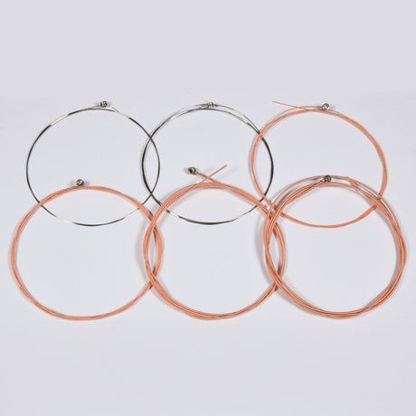 Chord WG1254 acoustic guitar strings, six coiled bronze wound strings with ball ends on a plain white background.