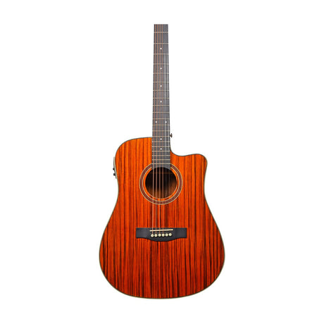 Chord S6-DZB Sundown electro-acoustic guitar with dark zebrano wood grain body, venetian cutaway, and HPL fingerboard on a white background.