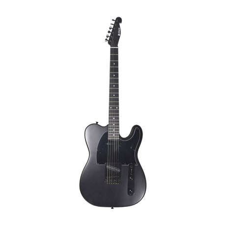 Chord CAL62X single cutaway electric guitar in matt black with black pickguard, two single coil pickups and chrome hardware, shown on a white background.