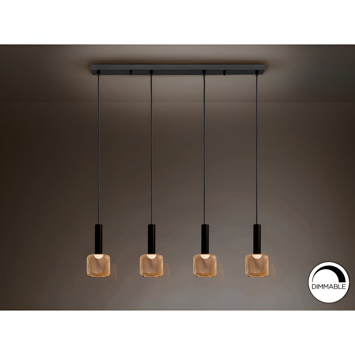 Sincro 4 Light LED Metal Mesh Bar Pendant 5W 3000K - Black/Gold
