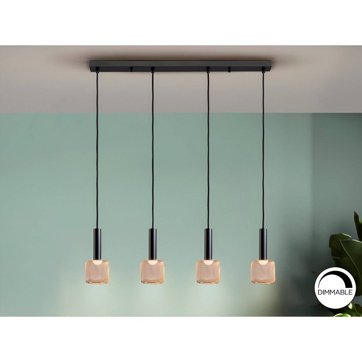 Sincro 4 Light LED Metal Mesh Bar Pendant 5W 3000K - Black/Gold