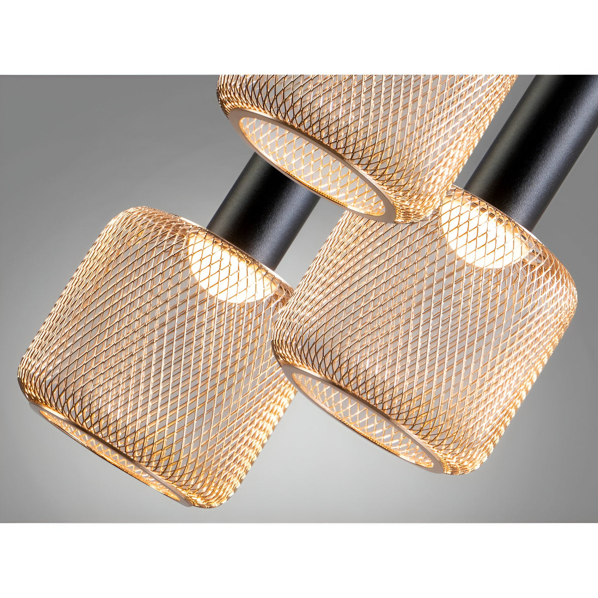 Sincro 3 Light LED Metal Mesh Cluster Pendant 5W 3000K - Black/Gold