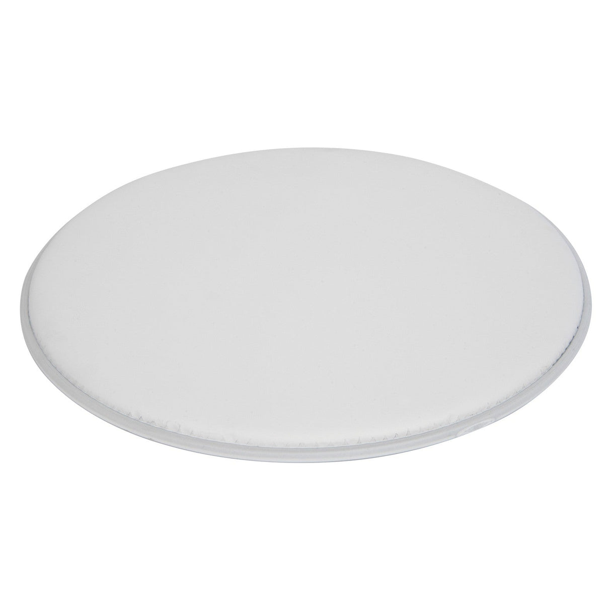 A round, white Chord Drum Head - Coated - 16 Inch with a smooth, coated surface that resembles a plush and comfortable cushion pad, designed for use as part of a drum set. It features no visible patterns or designs.