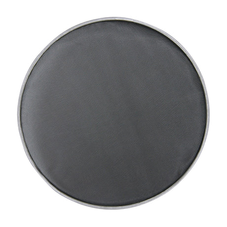 Chord DMH-16 16in mesh drum head with black tensile nylon weave and silver hoop rim, shown from above on a plain white background.