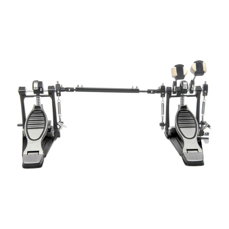 Chord KP22 chain-drive double kick drum pedal set with linked footboards, springs and twin beaters with felt heads, shown on a white background.