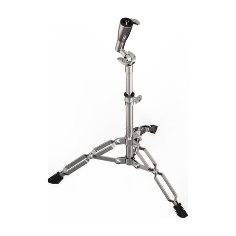 NU-X DPS-1 double-braced tripod percussion pad stand in chrome finish with telescopic centre tube and single-pole top clamp, on a white background.