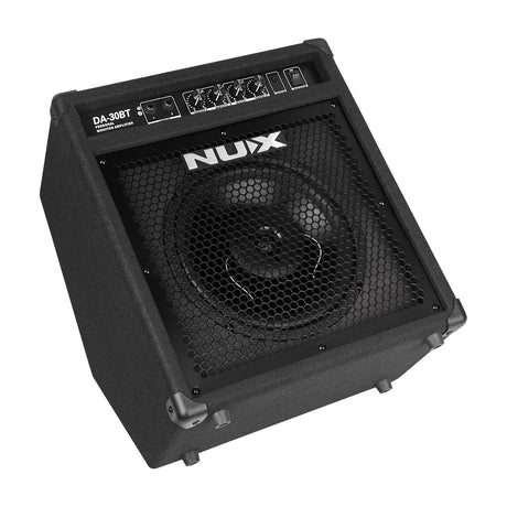 NU-X DA-30BT 30W Bluetooth personal monitor amplifier in black with tilt-back cabinet, mesh grille, top control panel and 6.3mm inputs.
