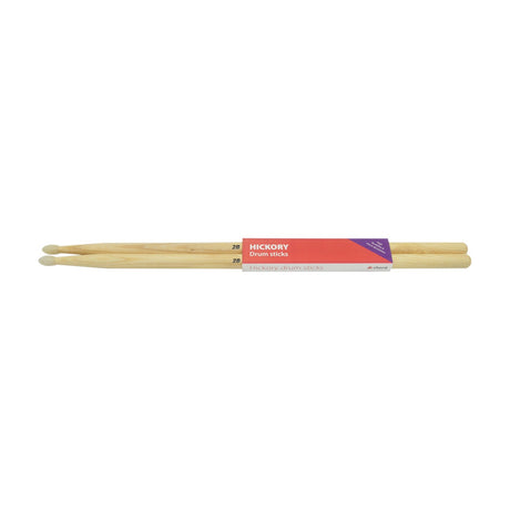 Chord H2BN hickory drum sticks with nylon tips, supplied as a matched pair in red and purple branded packaging on a white background.