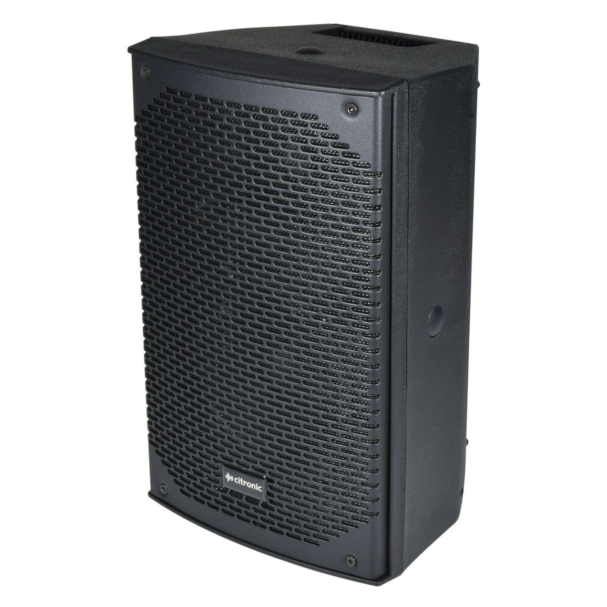 Introducing the Citronic CAB-6 6.5" Passive Speaker Cabinet - 150W, a sleek black speaker with a textured grille and brand logo on the front. It is equipped with advanced titanium compression drivers to deliver exceptional sound quality. The lightweight moulded PP enclosure features a handy top-mounted handle for effortless portability, ensuring superior audio performance wherever you go.