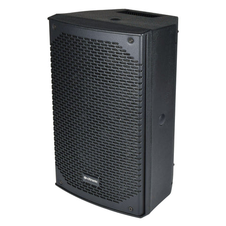 Introducing the Citronic CAB-6 6.5" Passive Speaker Cabinet - 150W, a sleek black speaker with a textured grille and brand logo on the front. It is equipped with advanced titanium compression drivers to deliver exceptional sound quality. The lightweight moulded PP enclosure features a handy top-mounted handle for effortless portability, ensuring superior audio performance wherever you go.