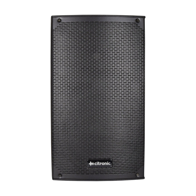Citronic CAB-10 passive PA speaker cabinet in black moulded polypropylene with full-face mesh grille and front logo, shown on a plain white background.