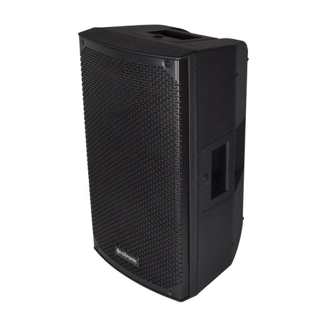 Citronic CAB-10 passive PA speaker cabinet in black moulded polypropylene with mesh grille, side carry handle and top pole mount socket.