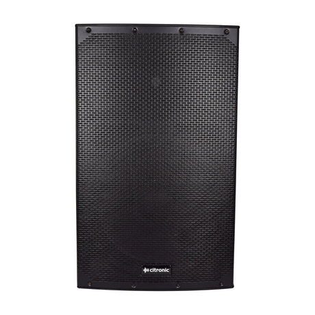 Citronic CAB-15L active PA speaker in black moulded polypropylene with full mesh grille front and vendor logo, shown against a plain white background.