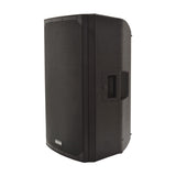 Citronic CAB-15L active PA speaker in black moulded polypropylene, angled view showing mesh grille and side carry handle on a white background.