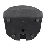 Base view of the Citronic CAB-15L active PA speaker showing the 35mm pole mount socket and four rubber feet on the black moulded cabinet.