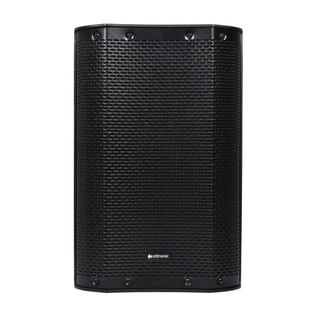 Citronic CASA-8A 8" 200W active PA speaker cabinet with black moulded housing and full-face mesh grille, shown front-on against a plain white background.