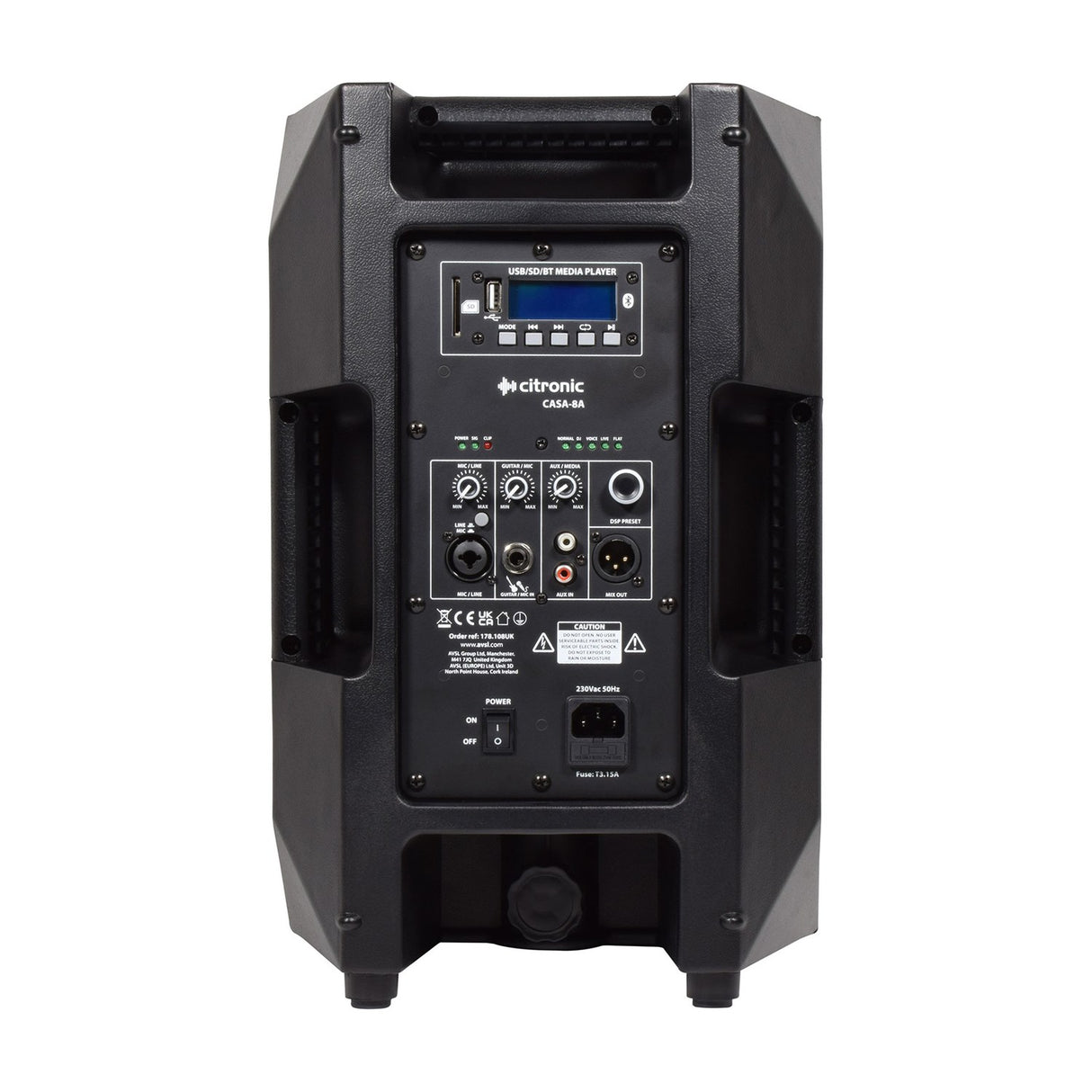 Citronic CASA-8A 8" 200W Active PA Speaker Cabinet