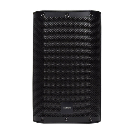 Citronic CASA-10A active 10" PA speaker in black moulded cabinet with full-length mesh grille and front logo badge, shown against a white background.