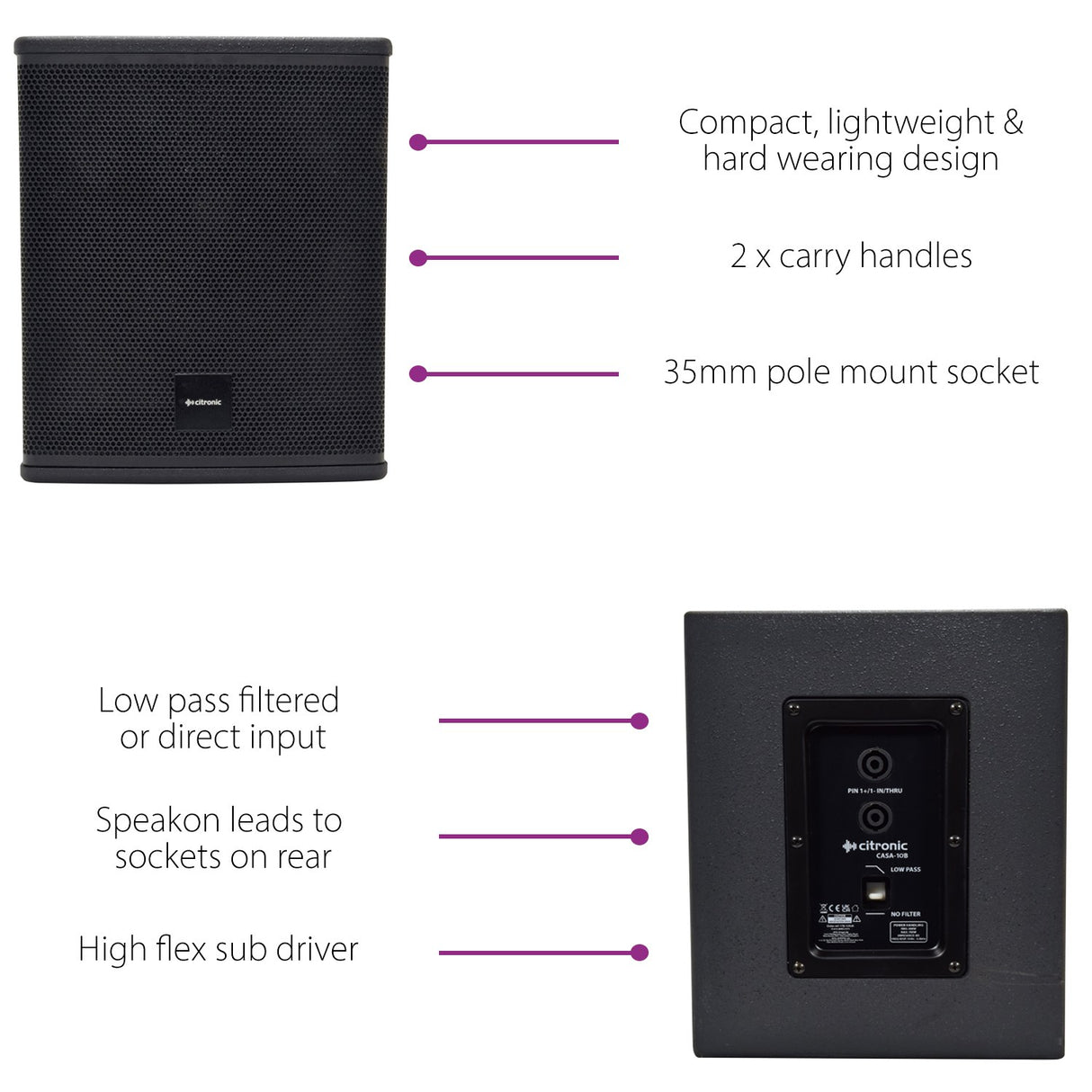 Citronic CASA-10B 300Wrms Passive Subwoofer Cabinet
