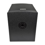 Citronic CASA-12B 400W passive subwoofer cabinet in textured black finish, shown from above with steel mesh grille and 35mm pole mount socket.