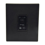 Rear view of the Citronic CASA-12B 400W passive subwoofer in matte black, showing the recessed panel with two Speakon sockets and specification label.
