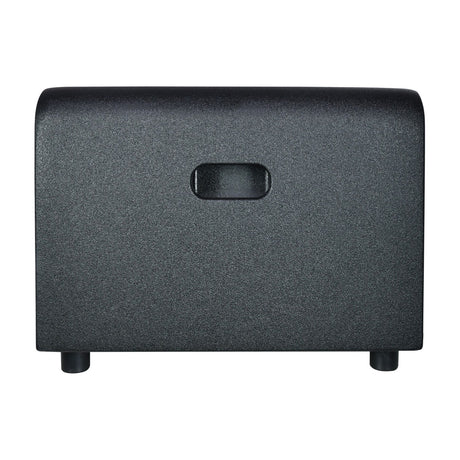 Citronic LOSUB-15A low profile 600W active subwoofer shown from the side, with a matte black polyurea MDF cabinet, routed handle, and two feet.