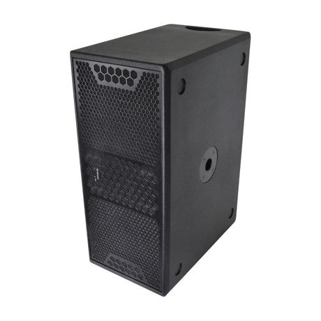 Citronic CASA-210B dual 10" passive subwoofer cabinet in black with mesh grille, pole mount socket, and polyurea finish on a white background.