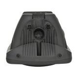 Bottom view of the QTX QR8K active moulded PA speaker cabinet showing the 35mm pole mount socket, ribbed black enclosure and corner screws.