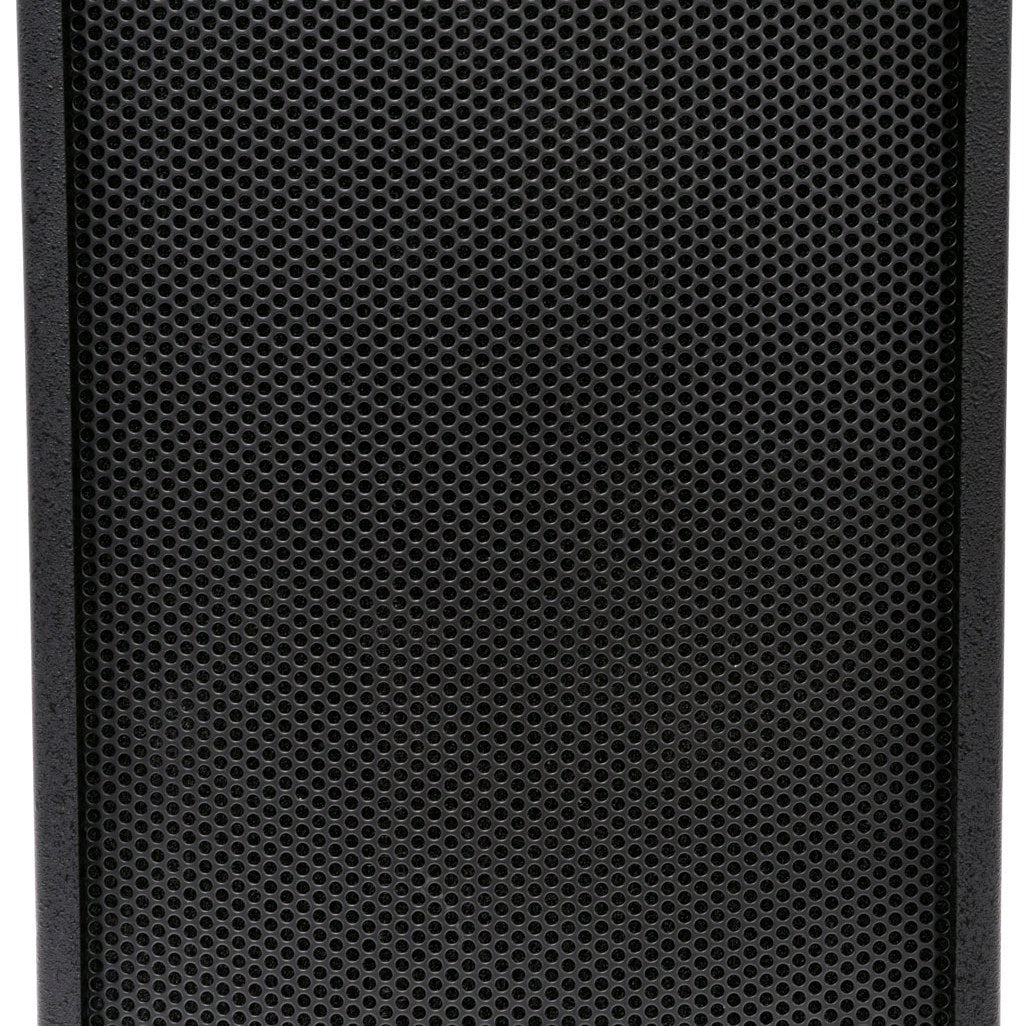 Close-up of the Citronic CS-810B passive installation speaker by AVSL, showing its matt black steel mesh grille over the front cabinet.