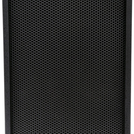 Close-up of the Citronic CS-810B passive installation speaker by AVSL, showing its matt black steel mesh grille over the front cabinet.