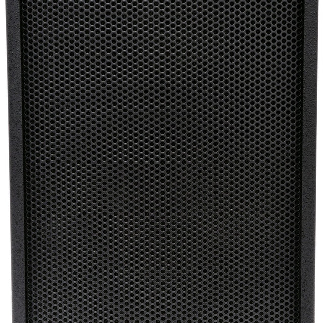 Close-up of the Citronic CS-810B passive installation speaker by AVSL, showing its matt black steel mesh grille over the front cabinet.