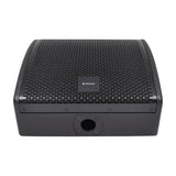 Citronic CM10 passive wedge monitor speaker in black with arched steel grille and pole-mount socket, shown from the rear on a plain background.