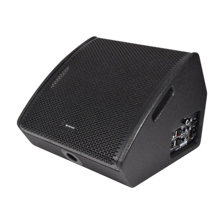 Citronic CM12A active wedge monitor with black textured cabinet, arched steel grille, side handle cut-outs and rear input panel with Bluetooth.