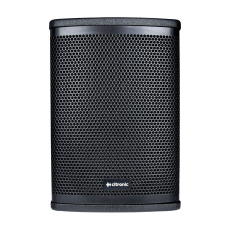 Citronic CUBA-6A active PA speaker with black steel grille and texture-coated MDF enclosure, shown front-on against a white background.