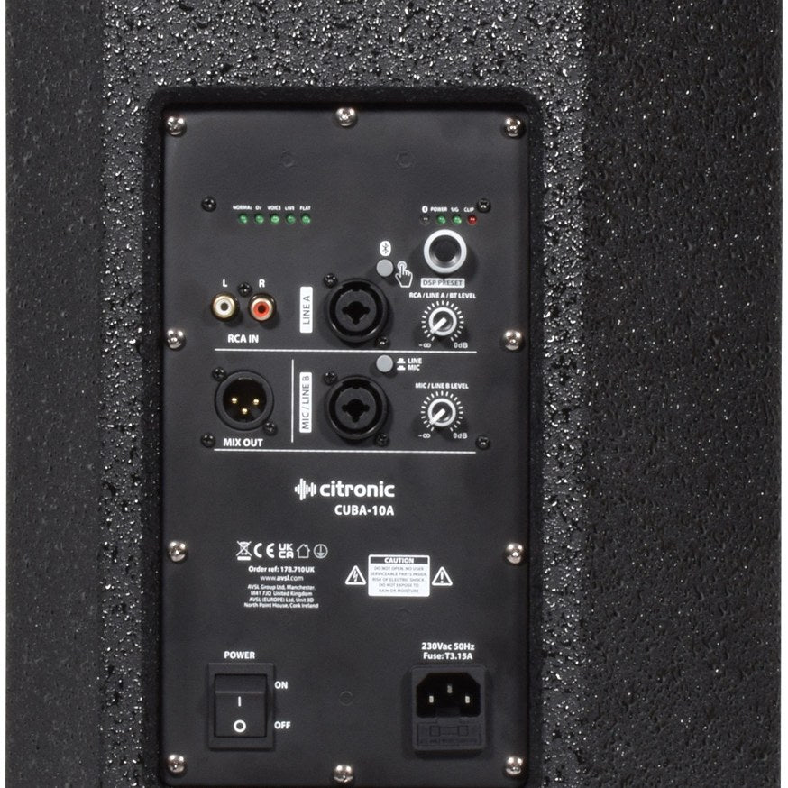 Citronic CUBA-10A Active PA Speaker with DSP & Bluetooth