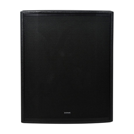 Citronic CUBA-18S 1200W passive subwoofer cabinet in matte black with full-face steel mesh grille, shown front-on against a plain white background.