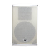 Citronic CUBA-10AW 270W active PA speaker in white with texture-coated MDF cabinet and powder-coated steel grille, front view on a plain background.