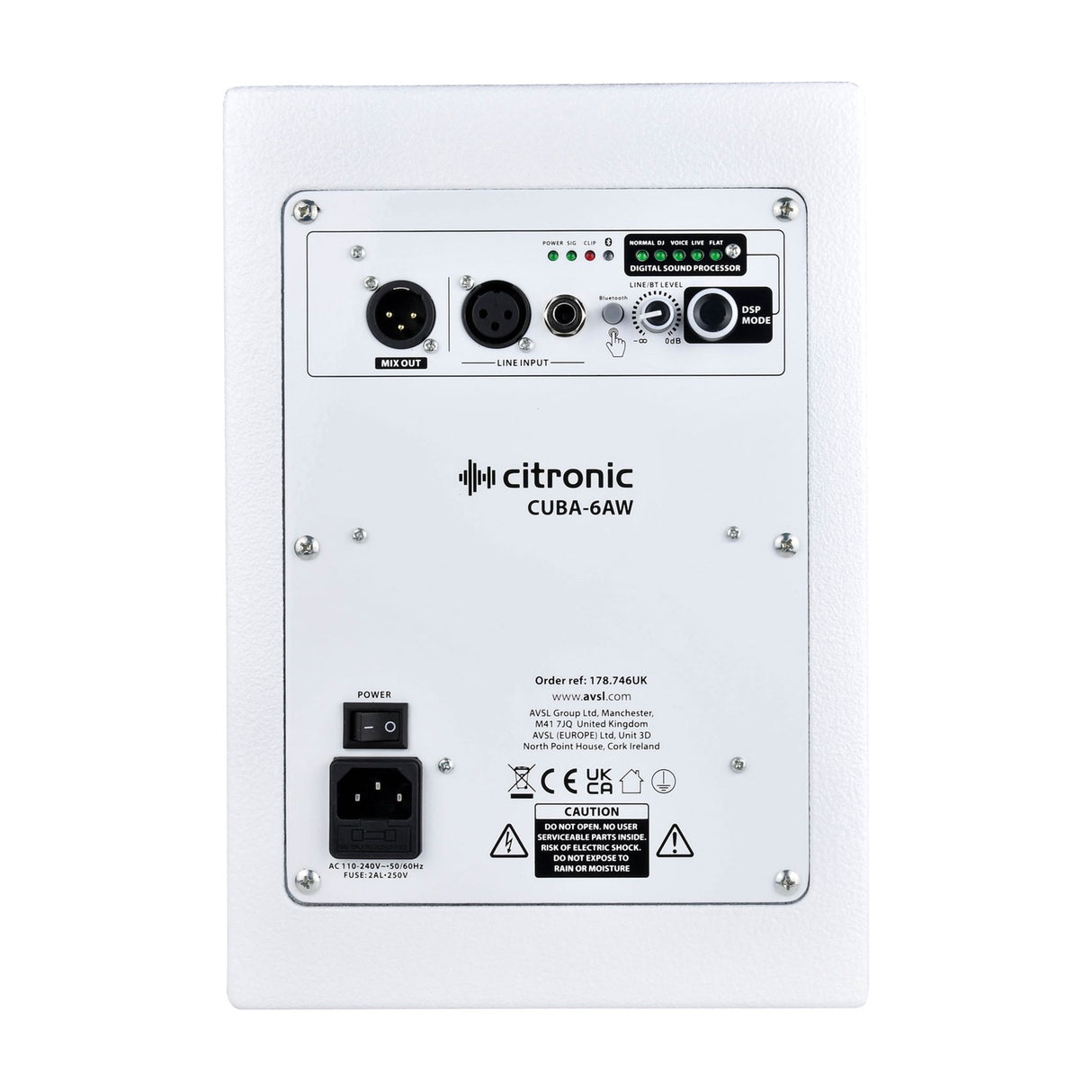 Citronic CUBA-6AW Active Full-Range PA Cabinet, White