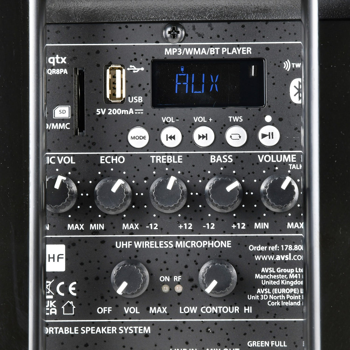 QTX QR8PA Portable PA Speaker with TWS & UHF Mic