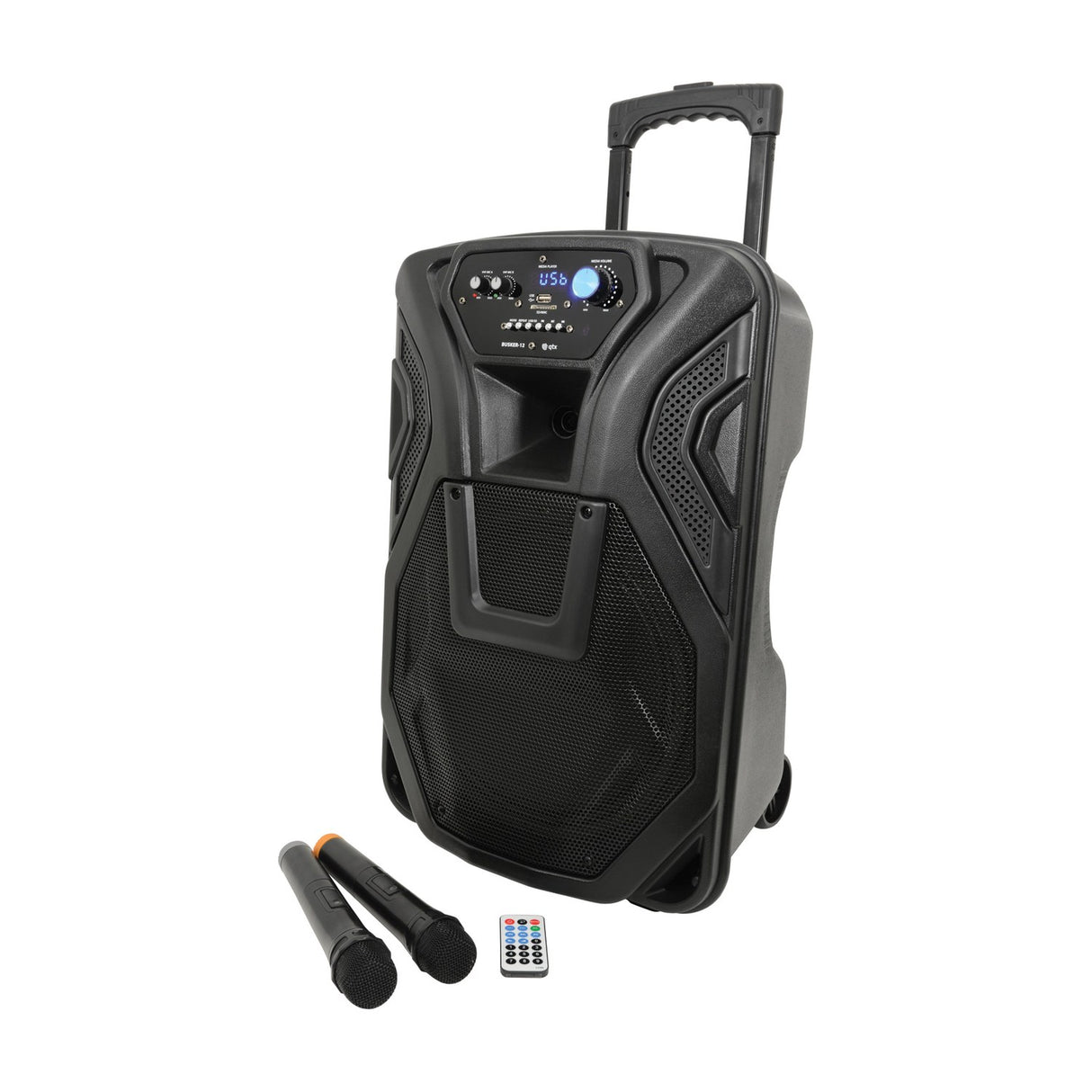 QTX Busker-12 Portable PA with VHF Mics & Media Player
