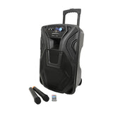 QTX Busker-12 Portable PA with VHF Mics & Media Player