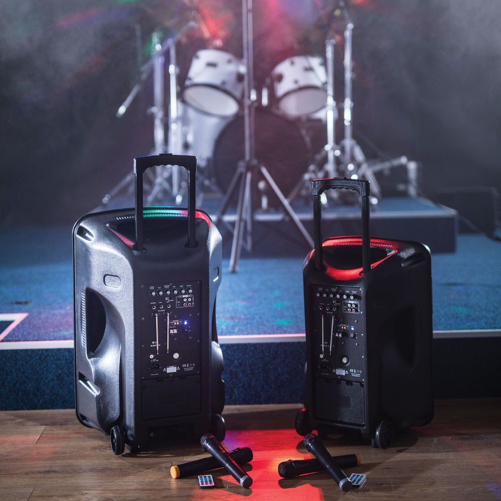 QTX Busker-12 Portable PA with VHF Mics & Media Player