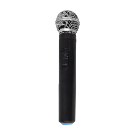 QTX QHH-174.1 VHF handheld wireless microphone by AVSL with black body, silver mesh grille and control button, shown on a plain white background.