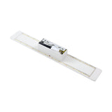Viewed from above on a white background, the Flara LED Wall Light 23W 3000K - White, 53cm is a long, rectangular fixture featuring a sleek white frame and an integrated metal box housing its electrical components. This contemporary lighting solution offers energy-efficient illumination suitable for any space.