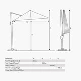 Glow Challenger T2 Luna Grey Cantilever Parasol - 3m