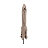 Challenger T2 Taupe Cantilever Parasol, 3m, shown closed and folded on its aluminium mast with fabric canopy gathered and tied, against a plain white background.